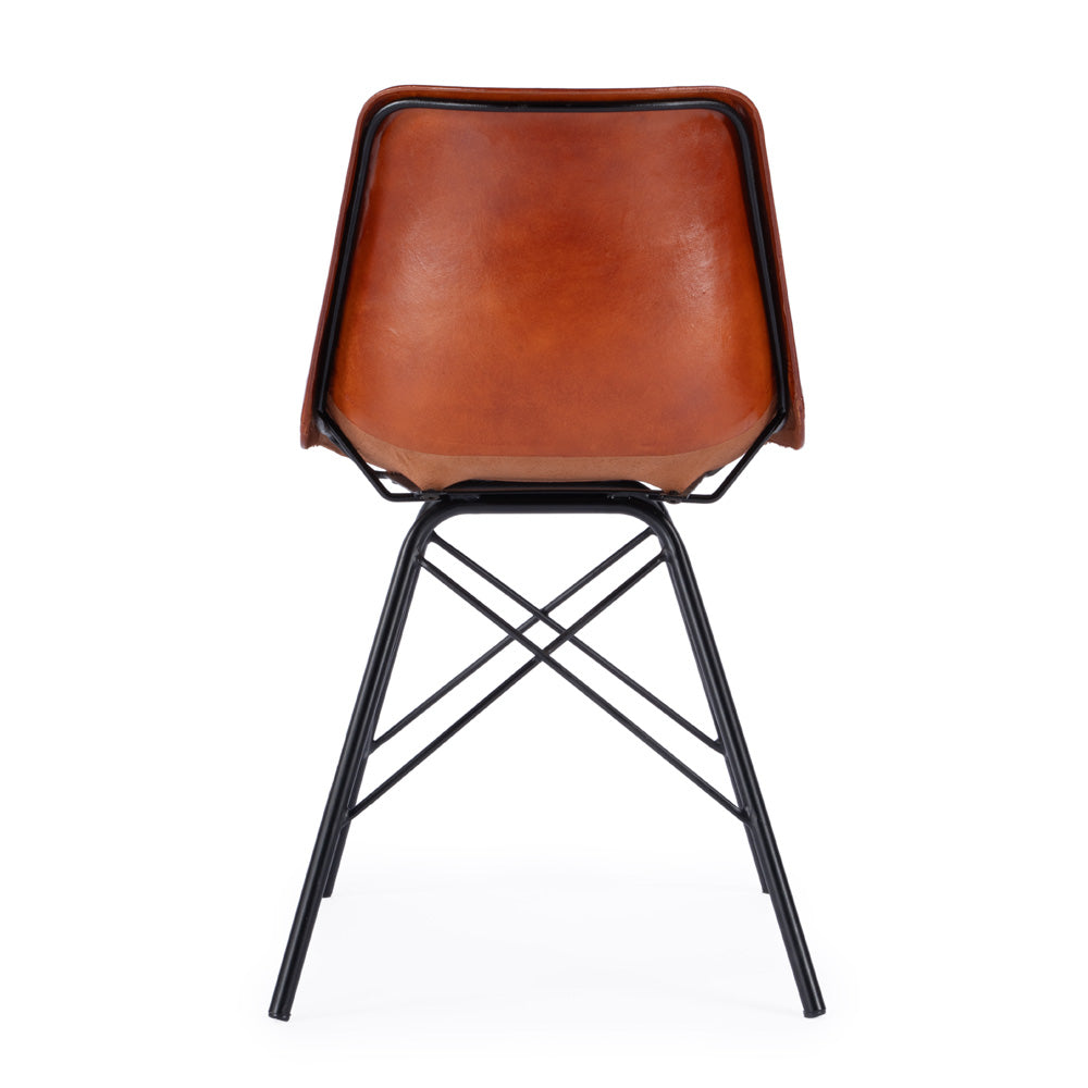 Butler Specialty Company - Inland 18 in. Seat Height Upholstered Leather & Metal Side Chair with Back, Brown - 3673344