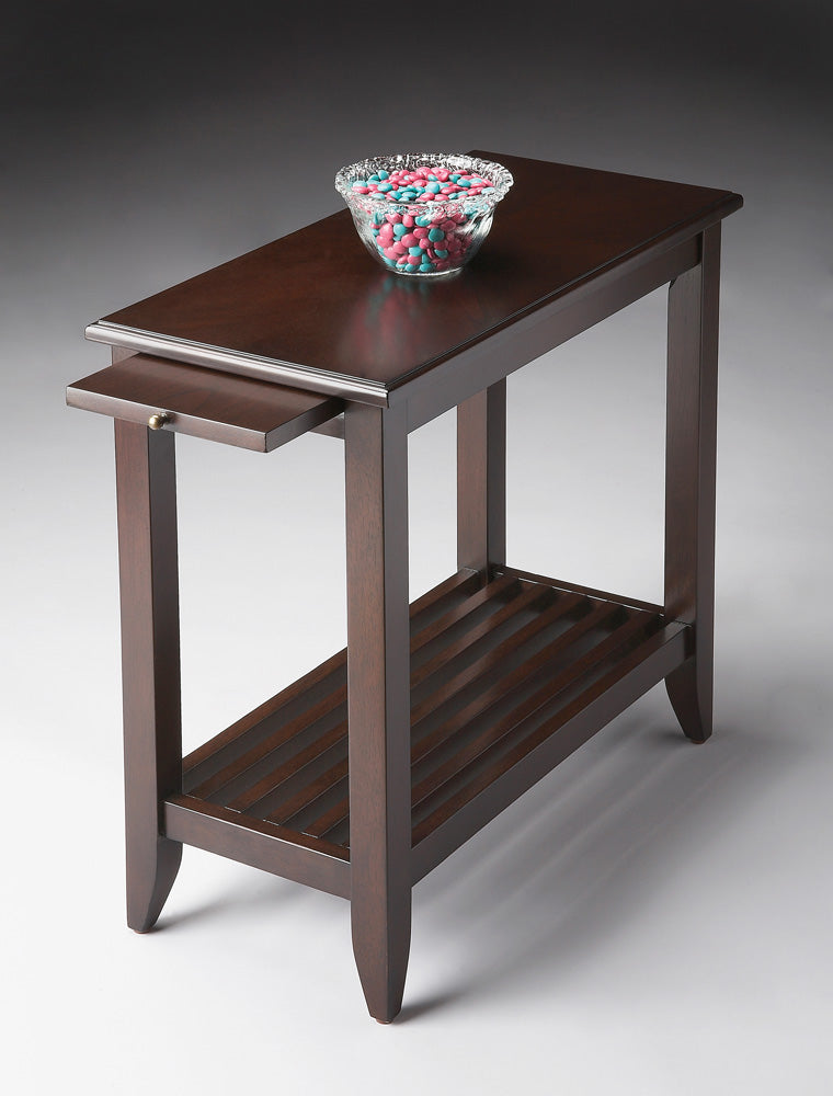 Butler Specialty Company - Irvine 12 in. W Rectangular Side Table with Pull-Out Tray, Dark Brown - 3025022