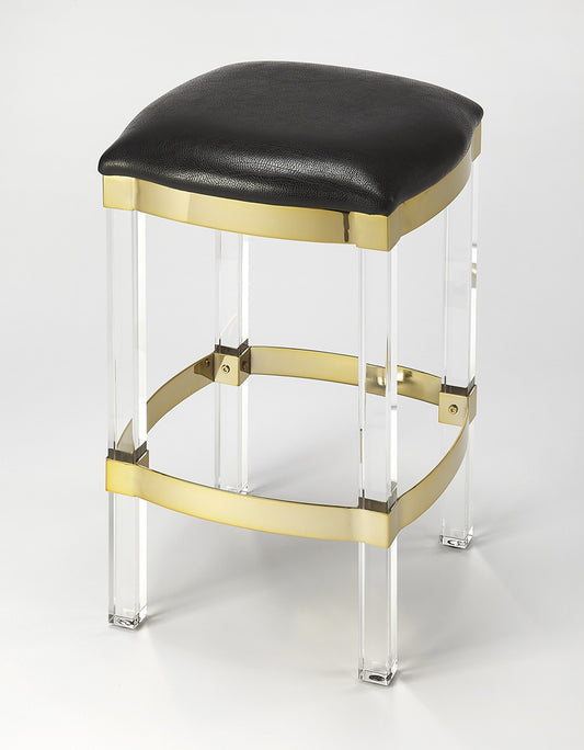Butler Specialty Company - Jordan Acrylic & Leather 24" Counter Stool, Black - 5322034