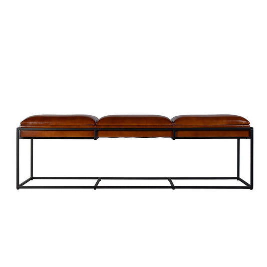 Butler Specialty Company - Kane 62 in. W Rectangular Leather and Iron Accent Bench, Brown, Black - 5975344 View 2