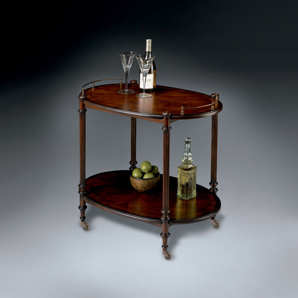 Butler Specialty Company - Kathleen 31 in. W Oval Wood 2 Tier Bar Cart, Dark Brown - 1690024