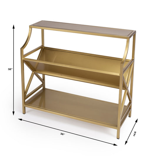 Butler Specialty Company - Keats 36 in. W Metal Library 2 Tier Bookcase, Gold - 6112330