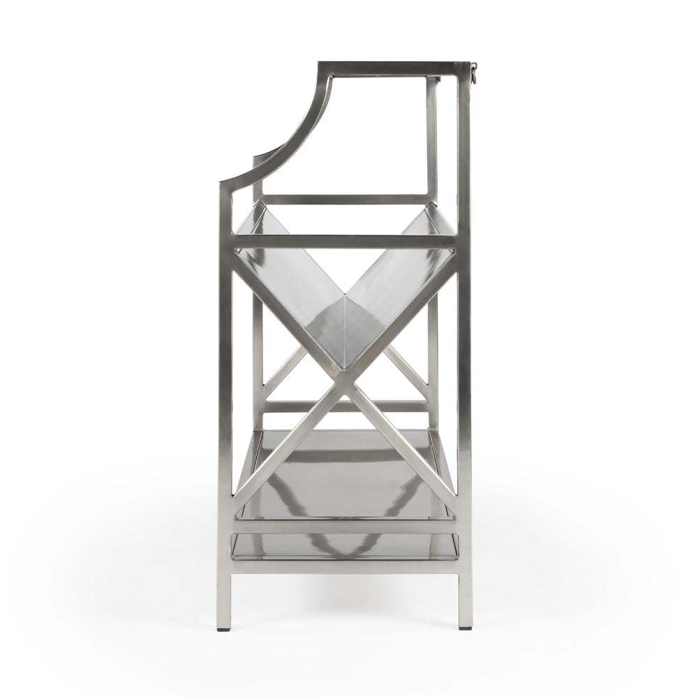 Butler Specialty Company - Keats 36 in. W Metal Library 2 Tier Bookcase, Silver - 6112220
