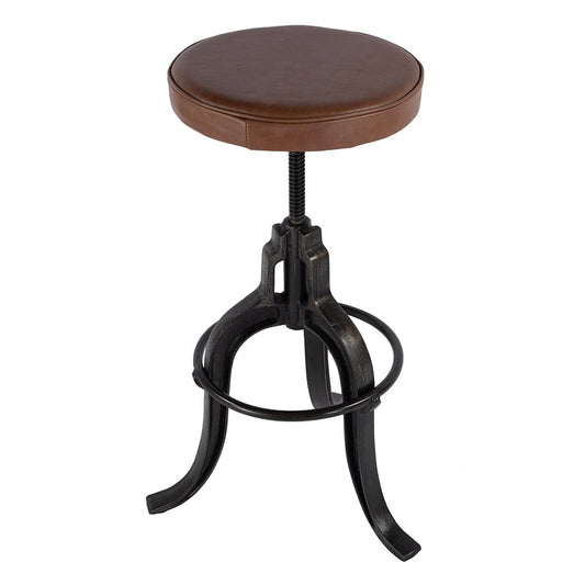 Butler Specialty Company - Knight 22 in. - 29 in. Adjustable Height Leather and Iron Bar Stool, Brown - 5882344 View 2