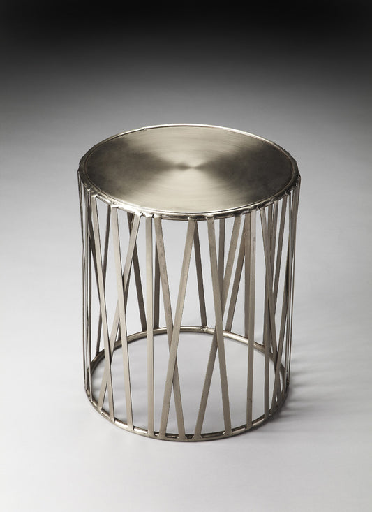 Butler Specialty Company - Kruse 15.5 in. W Round Iron Drum Side Table, Silver - 3325025