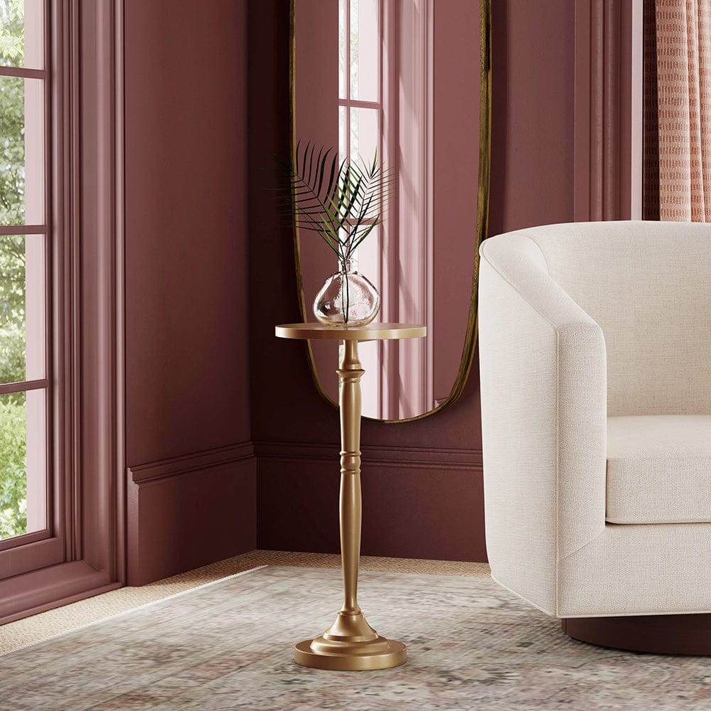 Butler Specialty Company - Langford Indoor 10 in. W Round Metal Pedestal Base Side Table, Antique Gold - 4325226 View 4