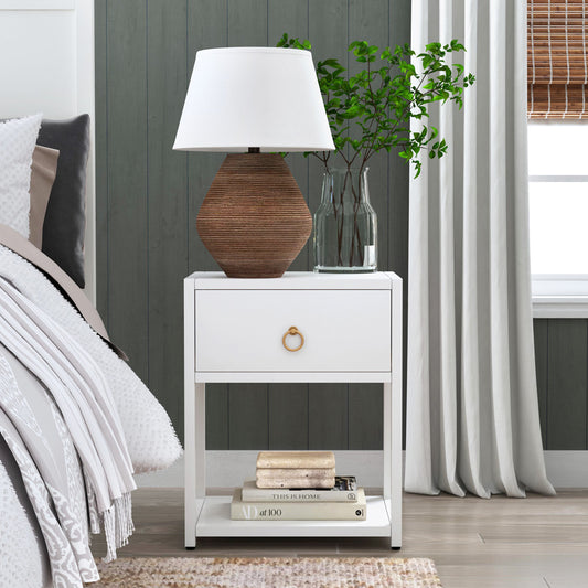 Butler Specialty Company - Lark 21 in. W Rectangular Wood 1 Drawer with Lower Shelf End Table, White - 5384304