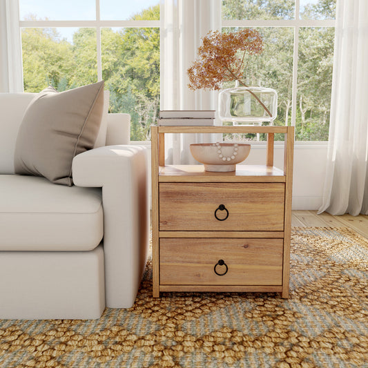 Butler Specialty Company - Lark 21 in. W Rectangular Wood 2 Drawer Nightstand, Light Brown - 5526312