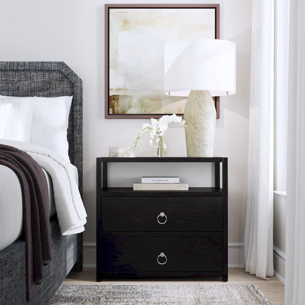 Butler Specialty Company - Lark 28 in. W Rectangular Wood 2 Drawer Wide Nightstand w Open Shelf, Black - 5670432 view 6