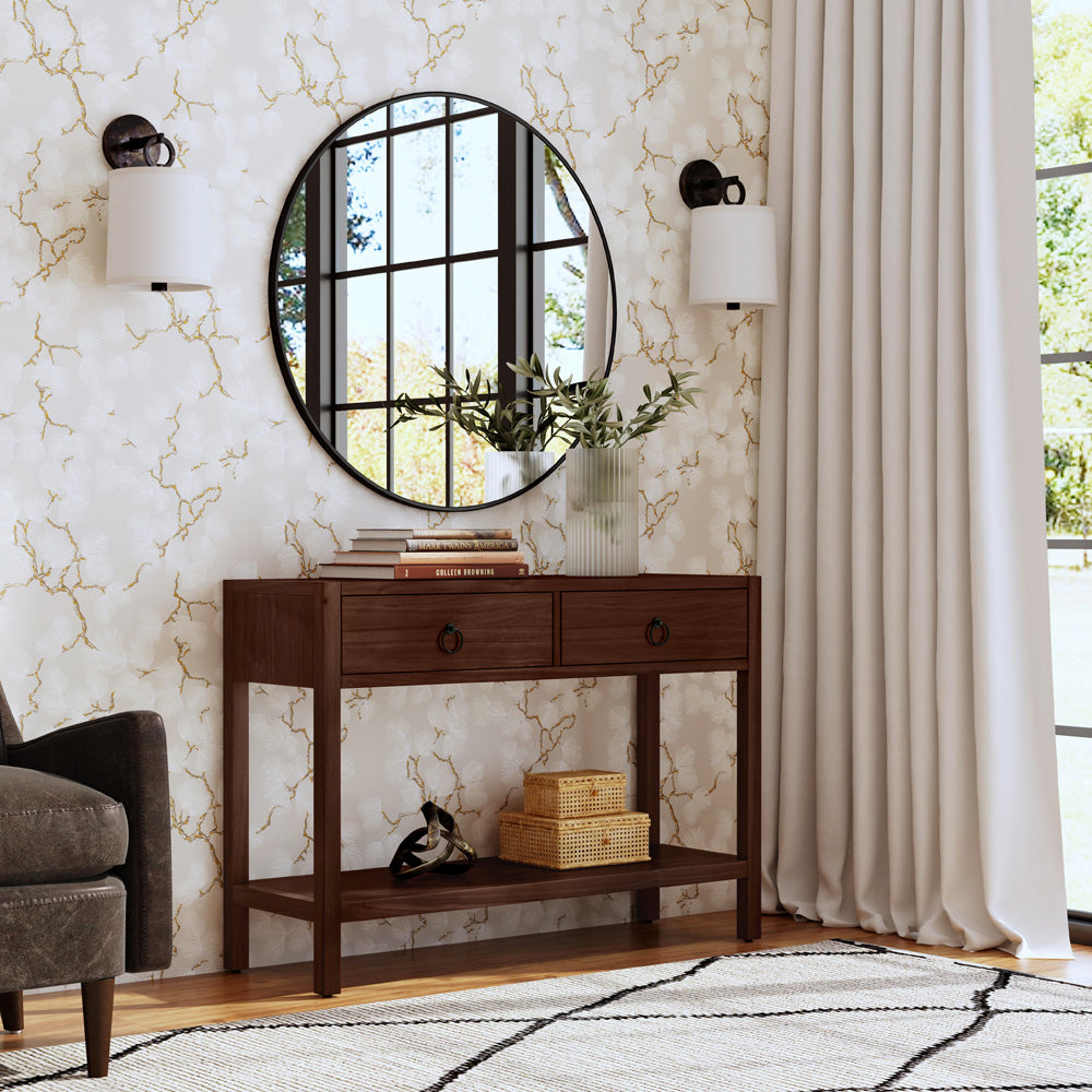 Butler Specialty Company - Lark 44 in. W Rectangular Wood 2 Drawer Console Table w Lower Open Shelf, Medium Brown - 5676489 view 5