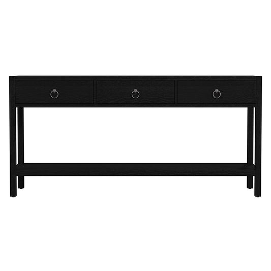 Butler Specialty Company - Lark 65 in. W Rectangular Wood 3 Drawer Console Table w Lower Open Shelf, Black - 5701432 View 2