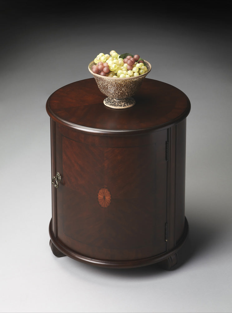 Butler Specialty Company - Lawrie 20 in. W Round Wood Drum Side Table, Dark Brown - 1260024
