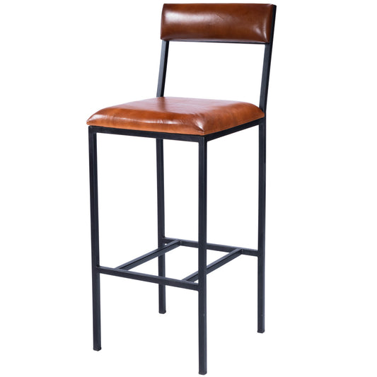 Butler Specialty Company - Lazarus Leather & Metal 31.5" Bar Stool, Medium Brown - 5496330