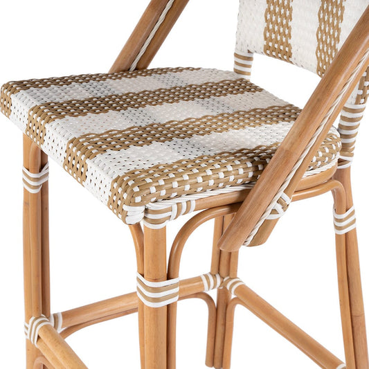 Butler Specialty Company - Lila Rattan 28 in. Seat Height Bar Stool w Back and Footrest, Beige, White - 3715984 View 2