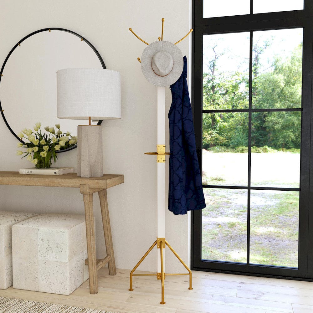 Butler Specialty Company - Logan Square 74 in. H Rustic Metal & Wood Costumer/Coat Tree, Gold, White - 2059126 view 6