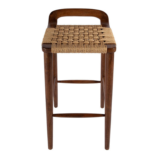 Butler Specialty Company - Luna 30 in. Seat Height Wood and Jute Woven Low Back Bar Stool, Brown - 5844354 View 2