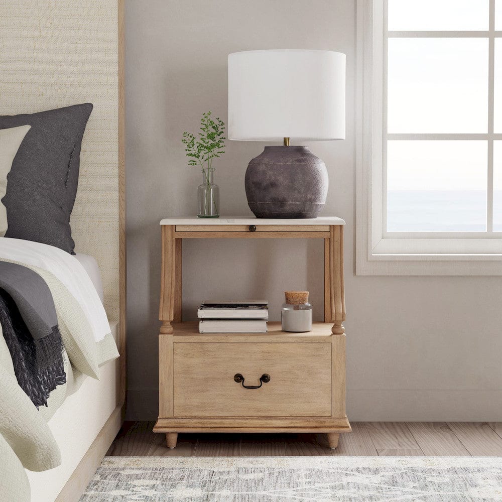 Butler Specialty Company - Mabel 24 in. W Rectangular Marble & Wood 1 Drawer Nightstand, Tan/Beige - 5519415 view 6