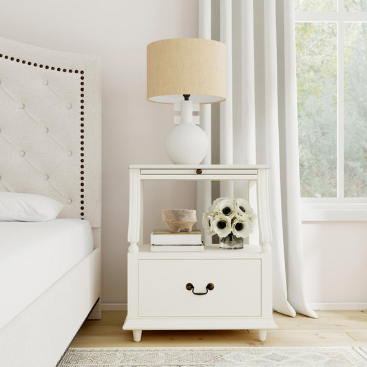 Butler Specialty Company - Mabel 24 in. W Rectangular Marble & Wood 1 Drawer Nightstand, White - 5519288