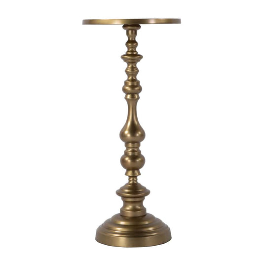 Butler Specialty Company - Mario 10 in. W Round All Metal Pedestal Base End Table - Antique Gold - 5931226 view 2