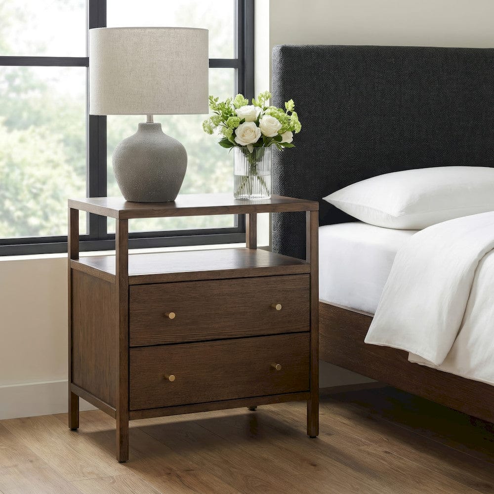 Butler Specialty Company - Mendel 21.25 in. W Rectangular Wood 2 Drawer Narrow Nightstand with Open Shelf, Walnut - 6276513 view 5
