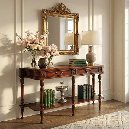 Butler Specialty Company - Merrion 60 in. W Rectangular Wood 2 Drawer Traditional Console Table with Lower Open Shelf, Medium Brown - 872101 view 2