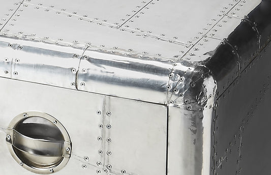 Butler Specialty Company - Midway Aviator - Midway 20 in. W Rectangular Metal & Wood Aviator Themed Side Table, Silver - 2537025