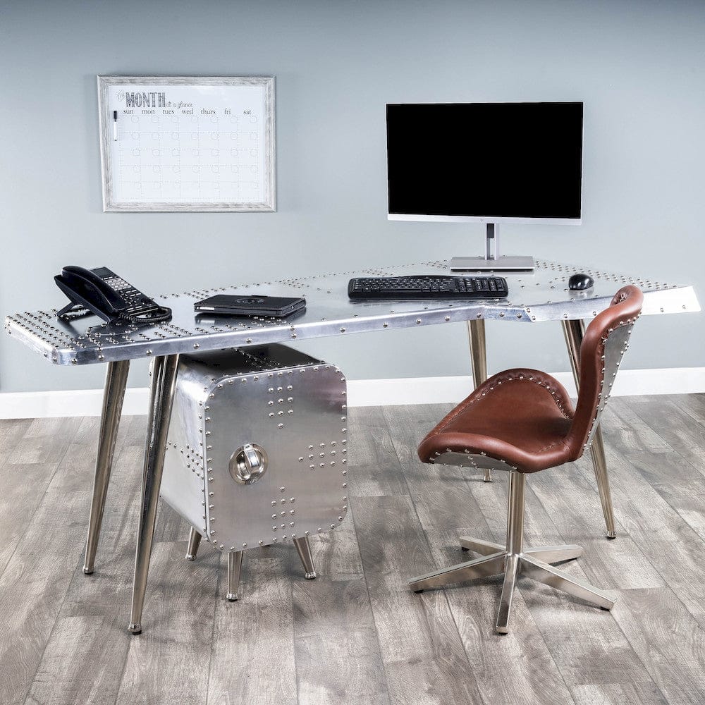Butler Specialty Company - Midway Aviator - Midway 67.5 in. W Triangular Aviator Themed Metal Desk, Silver - 2552025 view 6