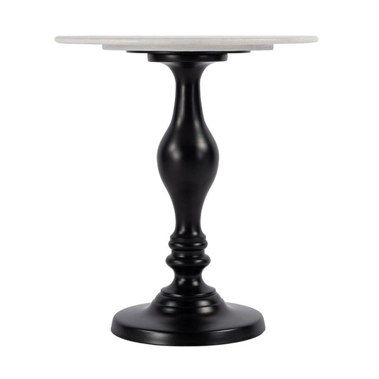 Butler Specialty Company - Milan 20 in. W Round Marble & Metal Pedestal Base Side Table, Black, White - 5842389 View 2