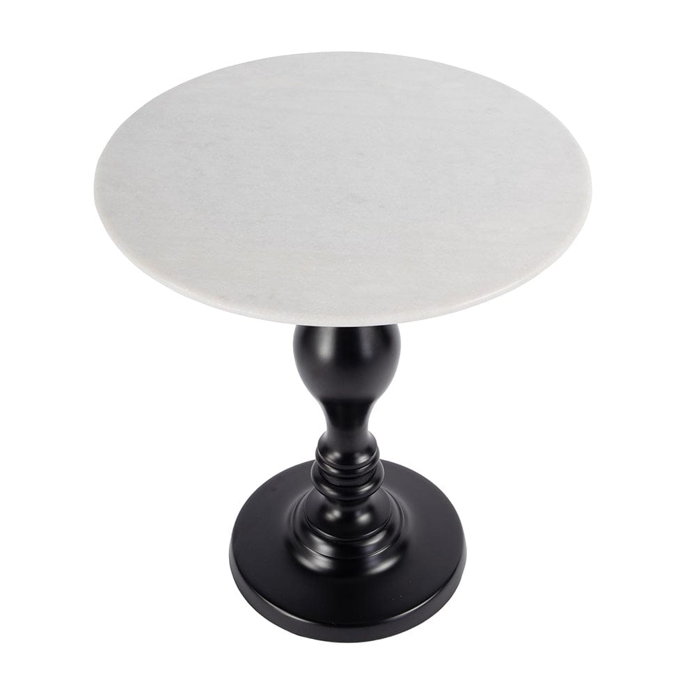 Butler Specialty Company - Milan 20 in. W Round Marble & Metal Pedestal Base Side Table, Black, White - 5842389 View 3