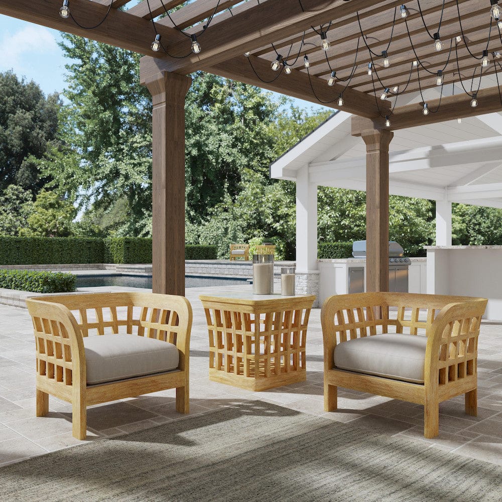 Butler Specialty Company - Monhegan Indoor/Outdoor 25.25 in. W Square Marble & Teak End Table, Light Brown - 5665436_CLOSEOUT view 6