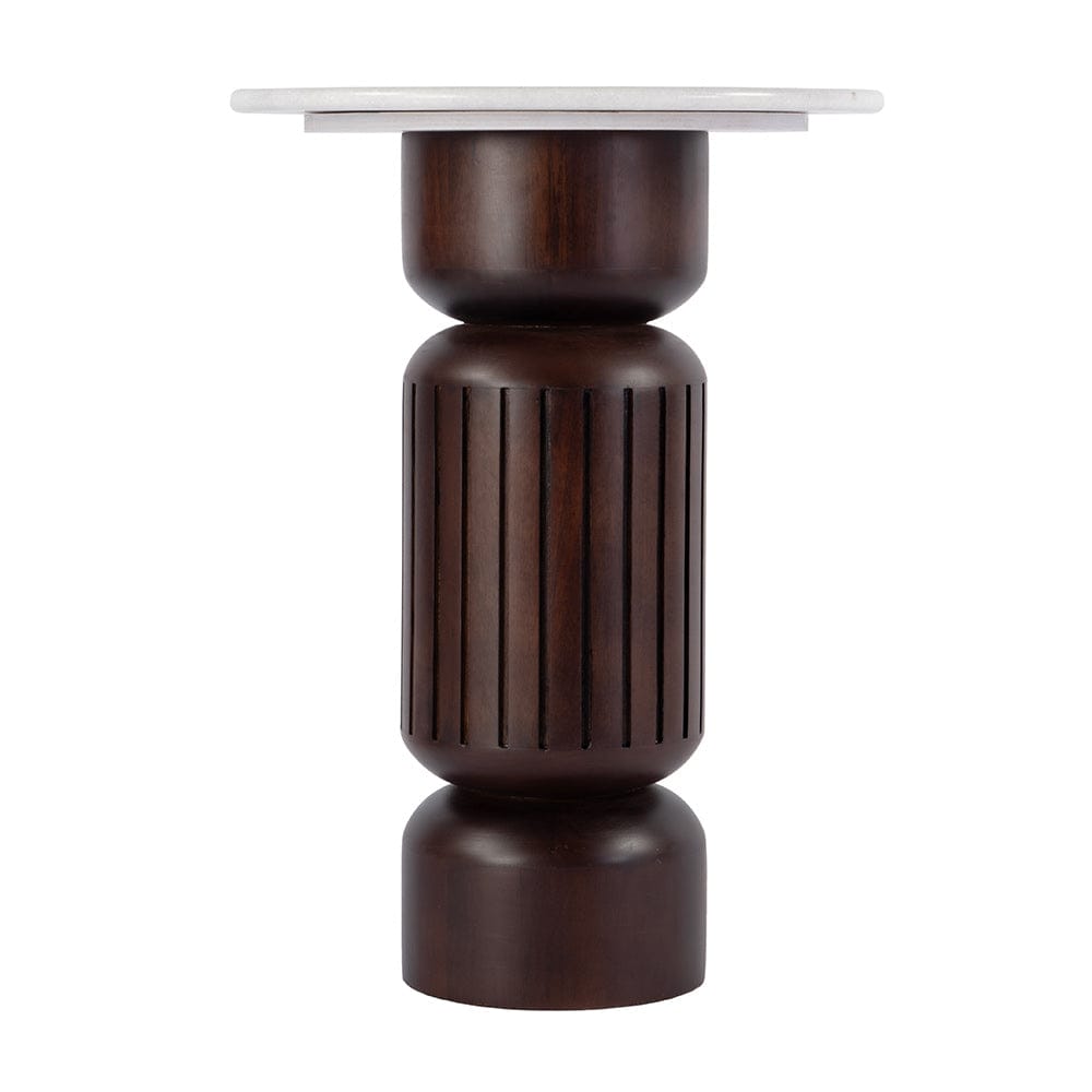 Butler Specialty Company - Nala 17 in. W Round Marble and Wood Side Table, Brown - 5858455 View 3