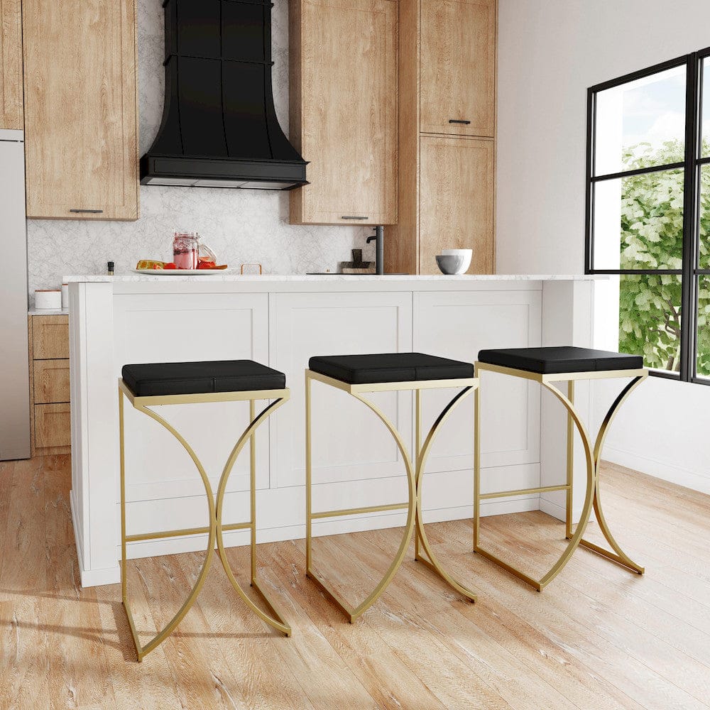 Butler Specialty Company - Natalya 31 in. Seat Height Faux Leather & Metal Backless Bar Stool, Black - 5784034 view 7