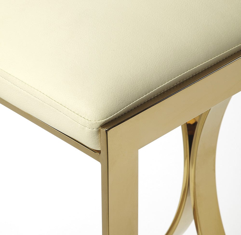 Butler Specialty Company - Natalya 24 in. Seat Height Faux Leather & Metal Backless Counter Height Stool with Footrest, Gold - 4463402