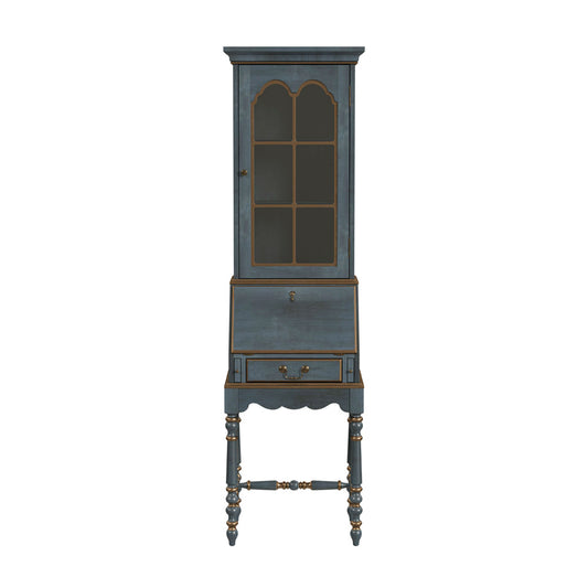 Butler Specialty Company - Newlark 20 in. W Rectangular Wood and Glass Traditional 2 Drawer 1 Door Secretary, Pastel Blue - 4364483 view 2