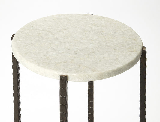 Butler Specialty Company - Nigella 8.5 in. W Round Marble with Cross Legs Side Table, Multi-Color - 5245389