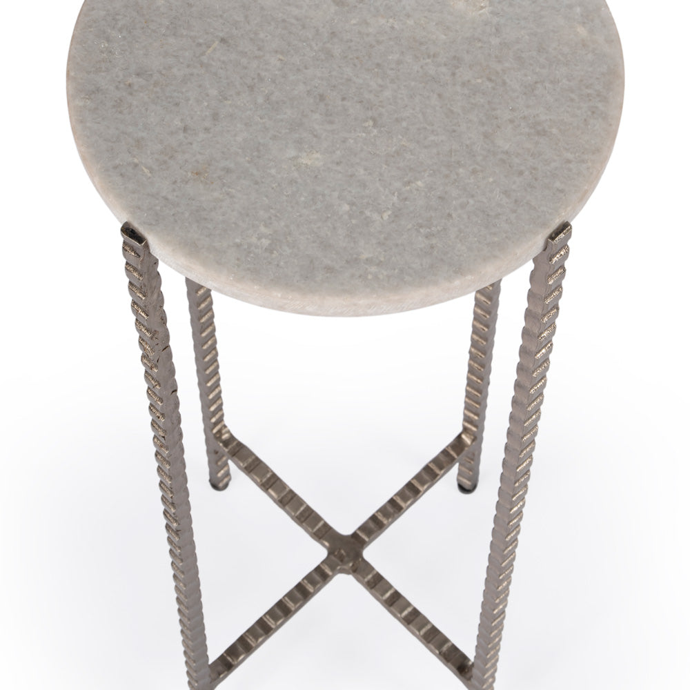 Butler Specialty Company - Nigella Marble and Silver Cross Legs Side Table, Multi-Color - 5612425