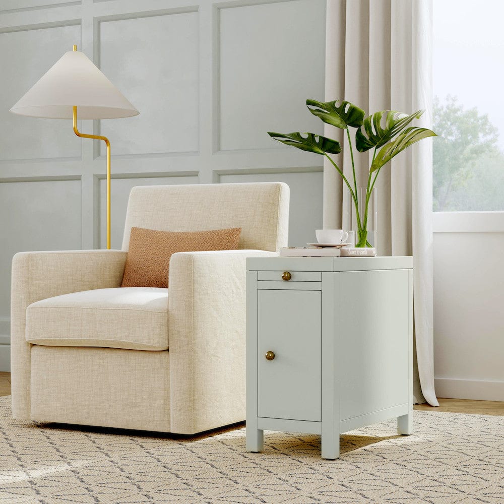 Butler Specialty Company - Nora 12 in. W Rectangular Wood 1 Door Narrow End Table w Pull-Out Tray, Sage Green - 5940480 view 6