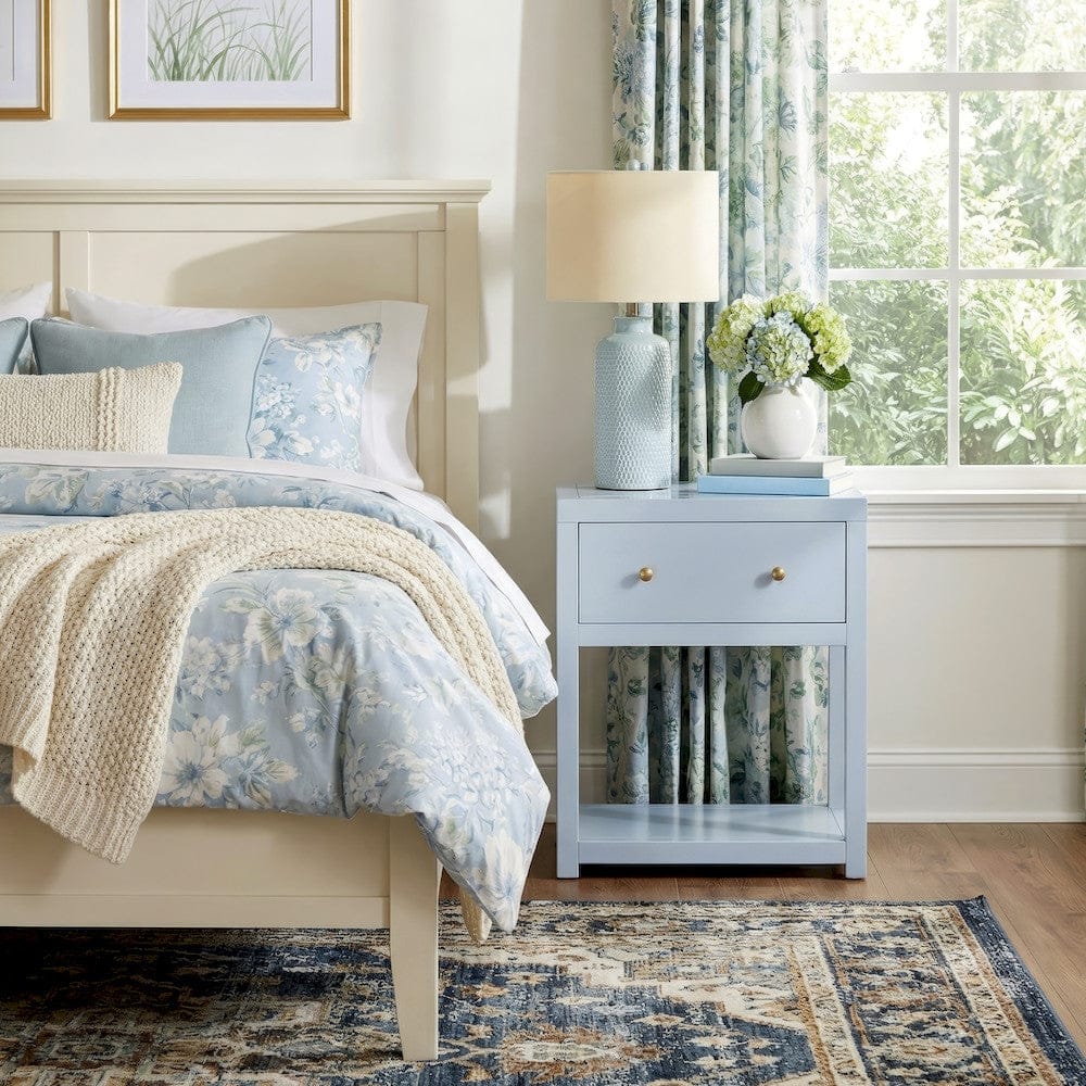 Butler Specialty Company - Nora 21 in. W Rectangular Wood 1 Drawer Small Nightstand with Lower Open Shelf, Light Blue - 5945522 view 6