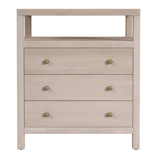 Butler Specialty Company - Nora 27 in. W Rectangular Wood 3 Drawer Tall Nightstand w Open Shelf on Top, Taupe - 5941450 View 2