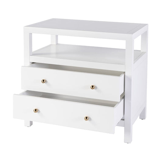 Butler Specialty Company - Nora 28 in. W Rectangular 2 Drawer Wide Nightstand w Open Shelf, White - 5732304 View 2