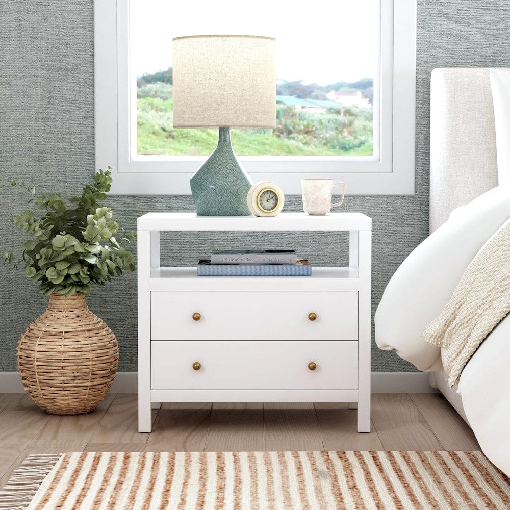Butler Specialty Company - Nora 28 in. W Rectangular 2 Drawer Wide Nightstand w Open Shelf, White - 5732304 view 7