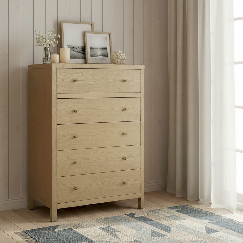 Butler Specialty Company - Nora 36 in. W Rectangular Wood 5 Drawer Tall Dresser, Light Brown - 5944492 view 6
