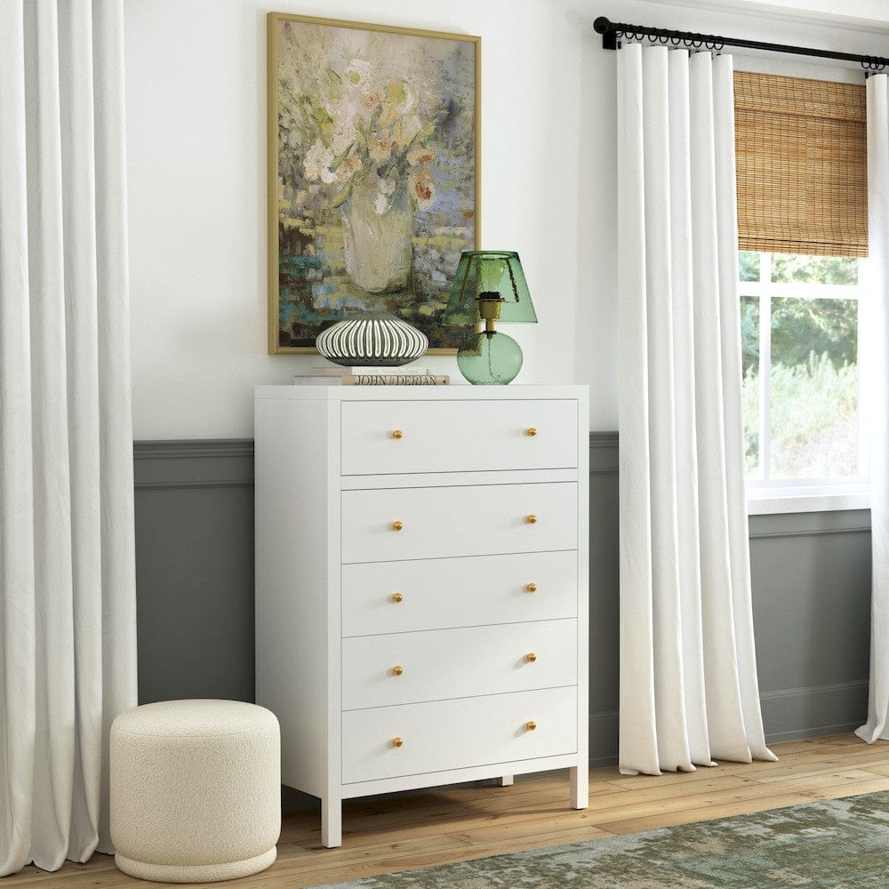 Butler Specialty Company - Nora 36 in. W Rectangular Wood 5 Drawer Tall Dresser, Smooth White - 5944304 view 6