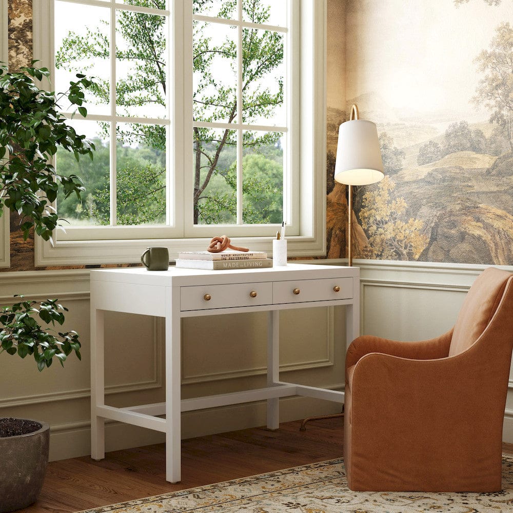 Butler Specialty Company - Nora 40 in. W Rectangular Wood 2 Drawer Writing Desk, Smooth White - 5849304 view 5