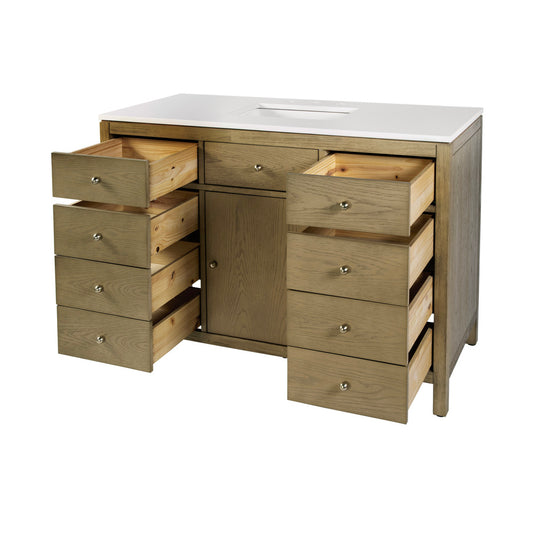 Butler Specialty Company Nora 48 In W Quartz And Wood Single Sink 8 Drawer Bathroom Vanity Set Light Brown 5959492 view 2