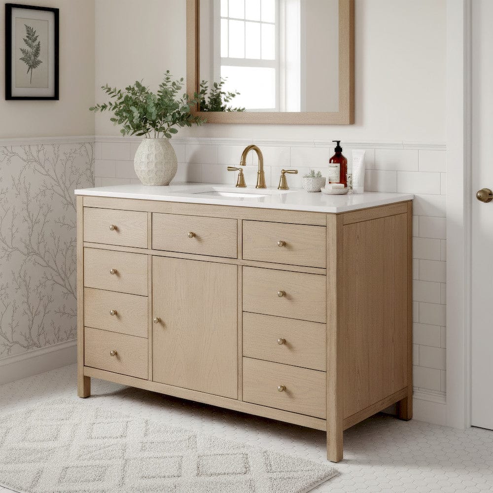 Butler Specialty Company - Nora 48 in. W Quartz and Wood Single Sink 8 Drawer Bathroom Vanity Set, Light Brown - 5959492 view 6