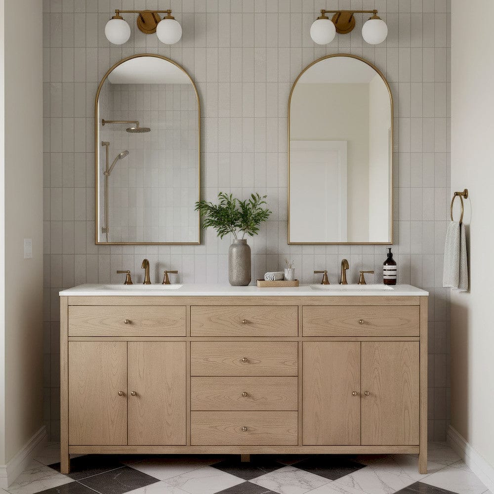 Butler Specialty Company - Nora 72 in. W Quartz and Wood Double Sink 4 Drawer Bathroom Vanity Set, Light Brown - 5961492 view 6