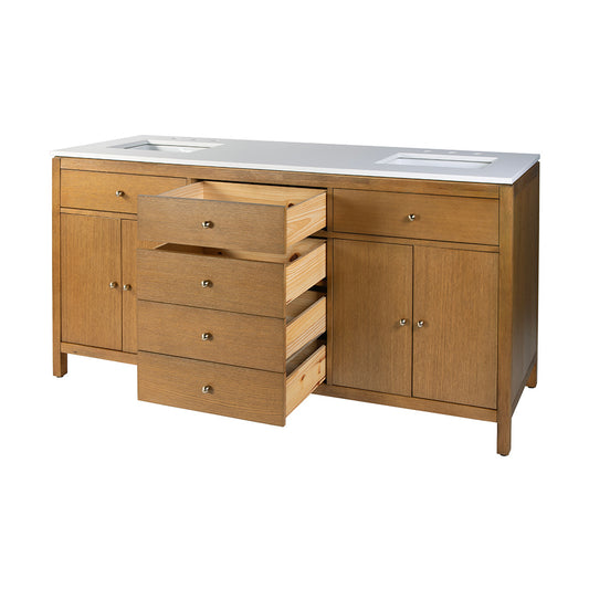 Butler Specialty Company - Nora 72 in. W Quartz and Wood Double Sink 4 Drawer Bathroom Vanity Set, Natural - 5961452 View 2