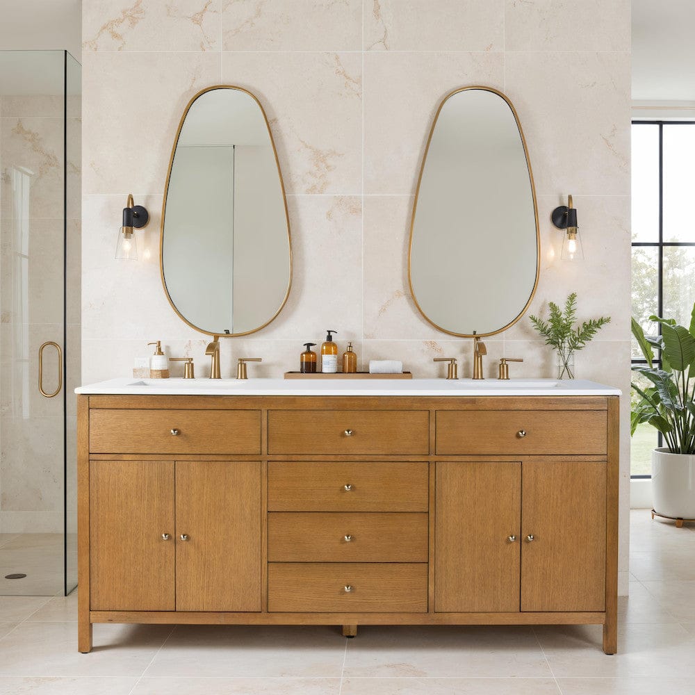 Butler Specialty Company - Nora 72 in. W Quartz and Wood Double Sink 4 Drawer Bathroom Vanity Set, Natural - 5961452 view 6