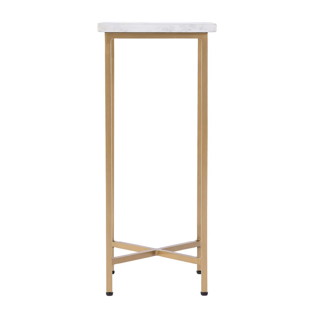 Butler Specialty Company - Paulina 9 in. W Square Marble and Iron End Table, White, Antique Gold - 5905226 View 3